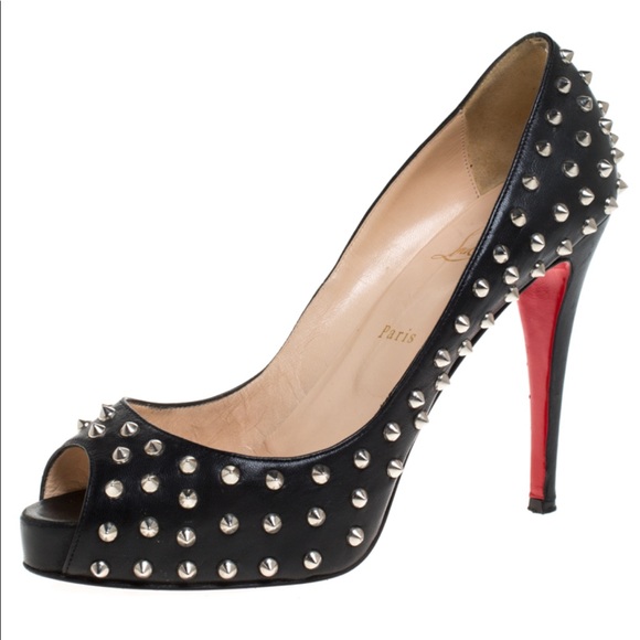 Christian Louboutin Shoes - Size 38 Studded PeepToe Platform Red Bottoms